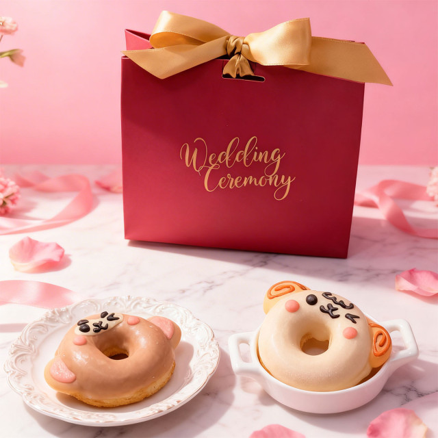 婚禮小物專區｜客製化生肖甜甜圈・2入精緻緞帶盒