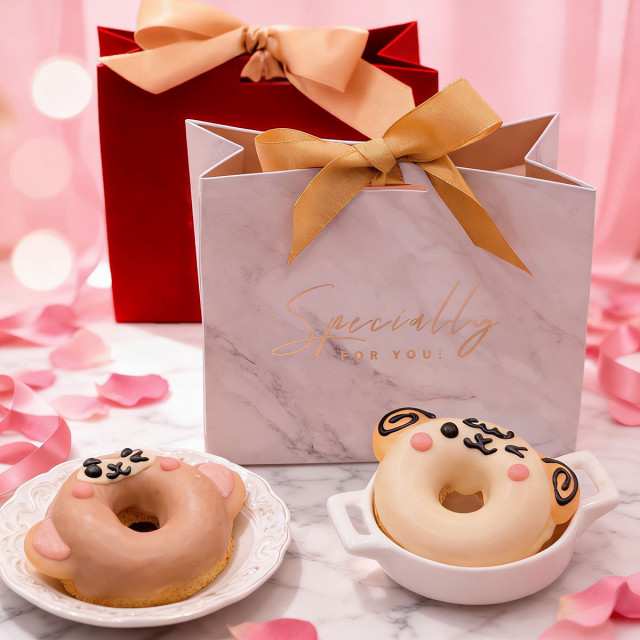 婚禮小物專區｜客製化生肖甜甜圈・2入精緻緞帶盒