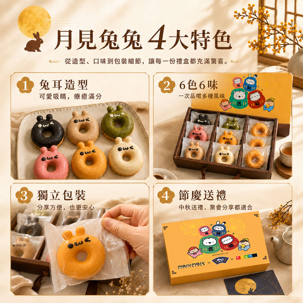 月見兔兔禮盒包裝特色
